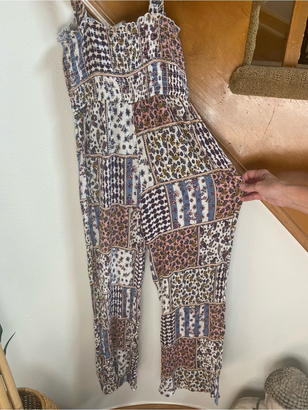 Japna Multicolored Patchwork Hippie Jumpsuit, never worn, women's size XS